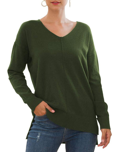 V-neck Batwing Sleeve Knitted Sweater