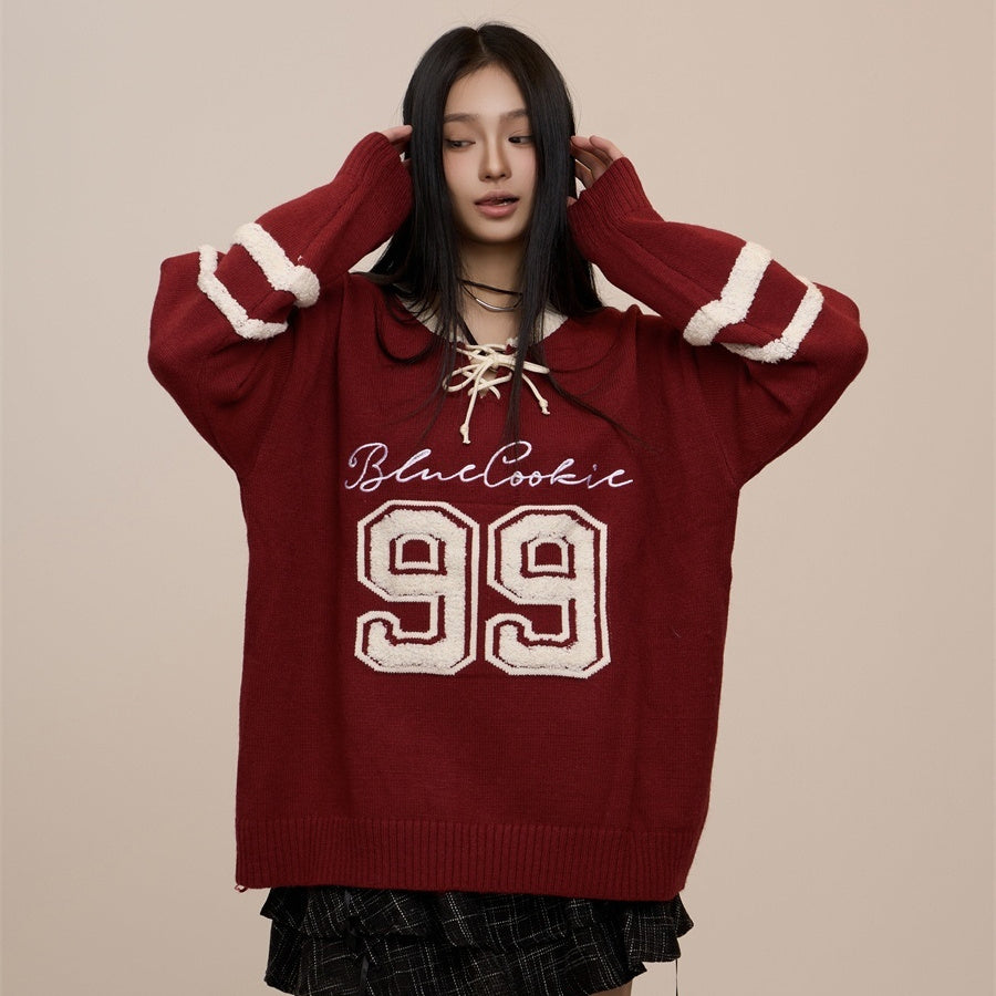 Women's Embroidered Letters Loose And Lazy Style Retro College Style Sweater