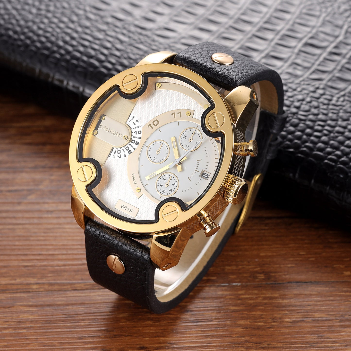 Large Dial Quartz Watch Calendar Belt Style Men's Wrist Watch