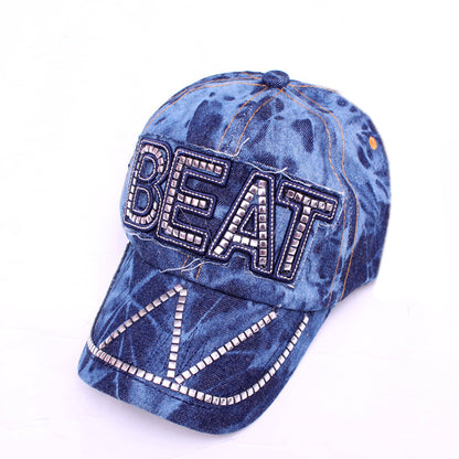 Korean Style Hat Fashion Hat New Women's Hat Baseball Cap Rhinestone Denim Wholesale