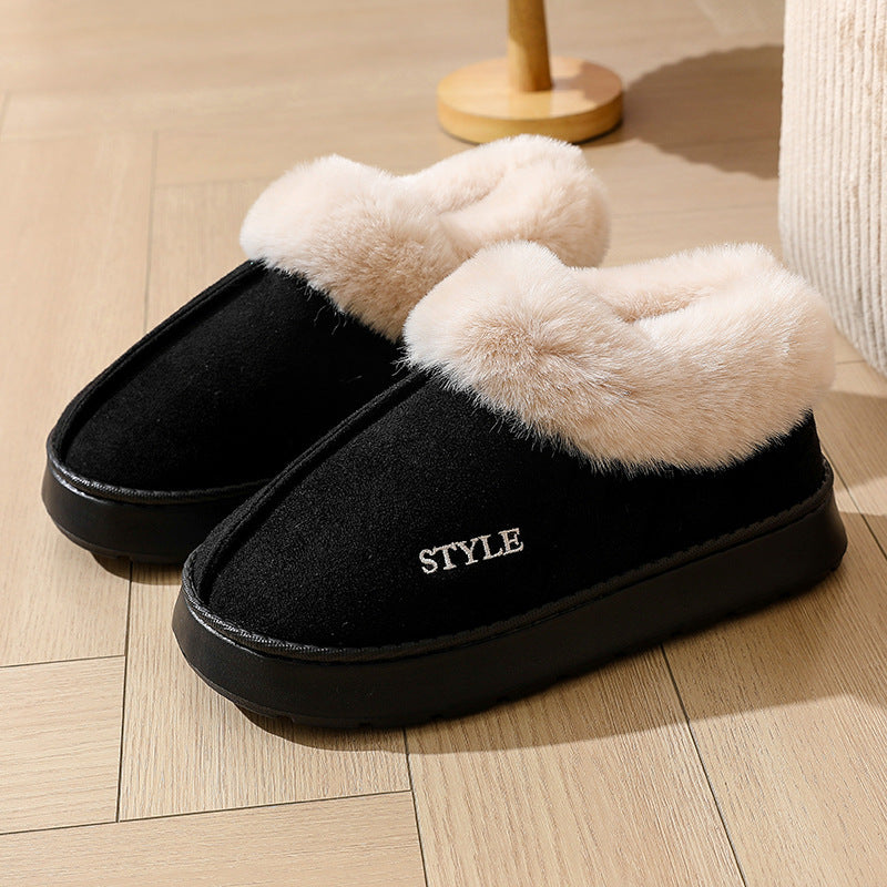 New Suede Cotton Slippers Warm Non-slip Snow Boots