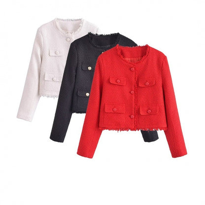 Solid Color Fashion All-match Woolen Jacket