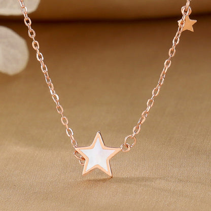 S925 Silver Shell Five-pointed Star Necklace Female Korean Style