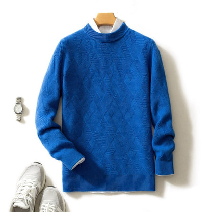 Thick Round Neck Men's Cashmere Sweater