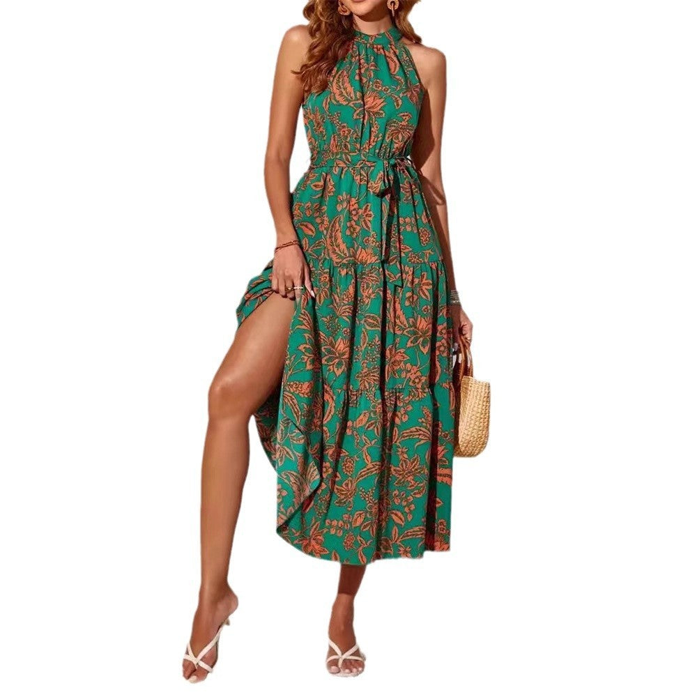 Sleeveless Ethnic Print Spring And Summer Dress