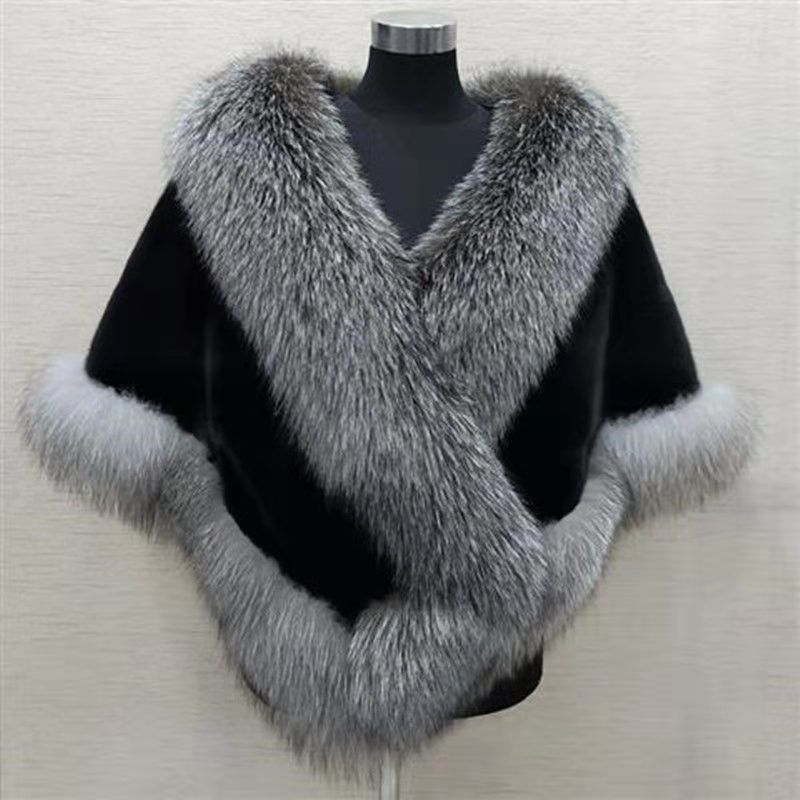 Imitated Mink Fox Fur Cape Coat Plus-sized Dress Shawl