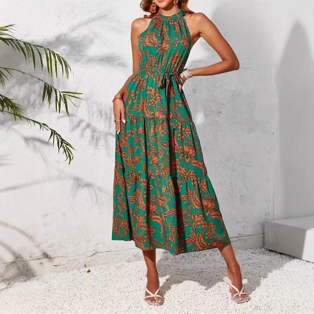 Sleeveless Ethnic Print Spring And Summer Dress