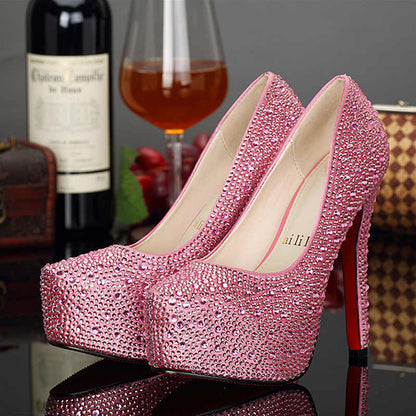 Plus Size Crystal 14cm Super High Heels