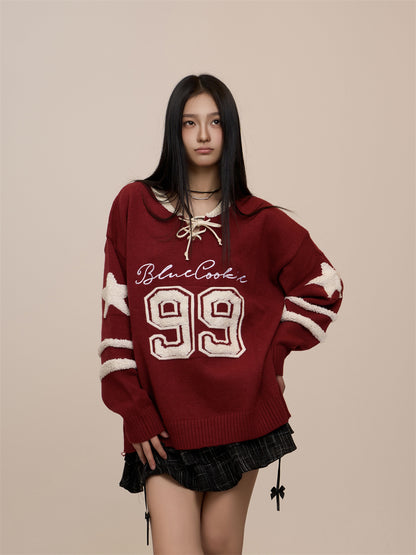 Women's Embroidered Letters Loose And Lazy Style Retro College Style Sweater