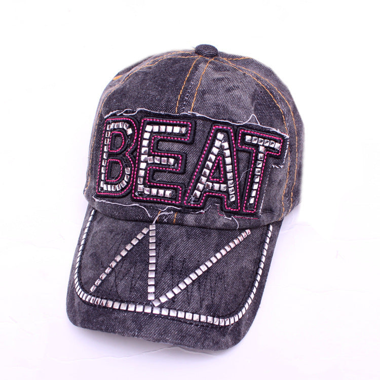 Korean Style Hat Fashion Hat New Women's Hat Baseball Cap Rhinestone Denim Wholesale