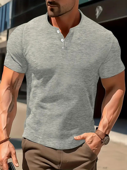 Men's Solid Color Casual Fashion Short Sleeved Shirt