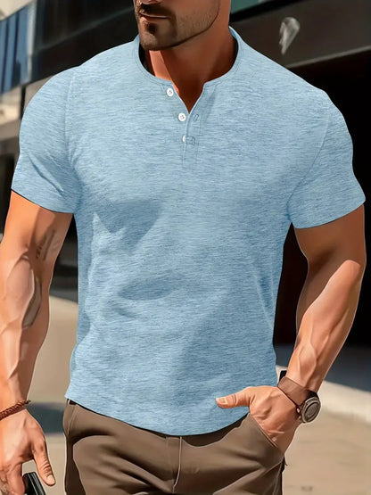 Men's Solid Color Casual Fashion Short Sleeved Shirt