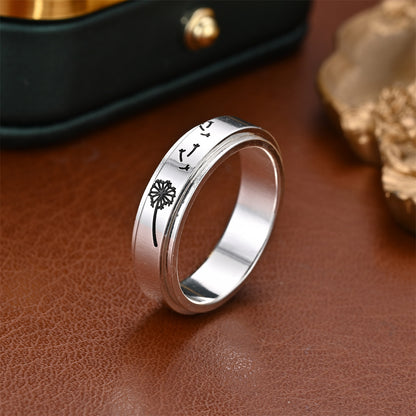 Fashion Rotatable Silver Dandelion Ring