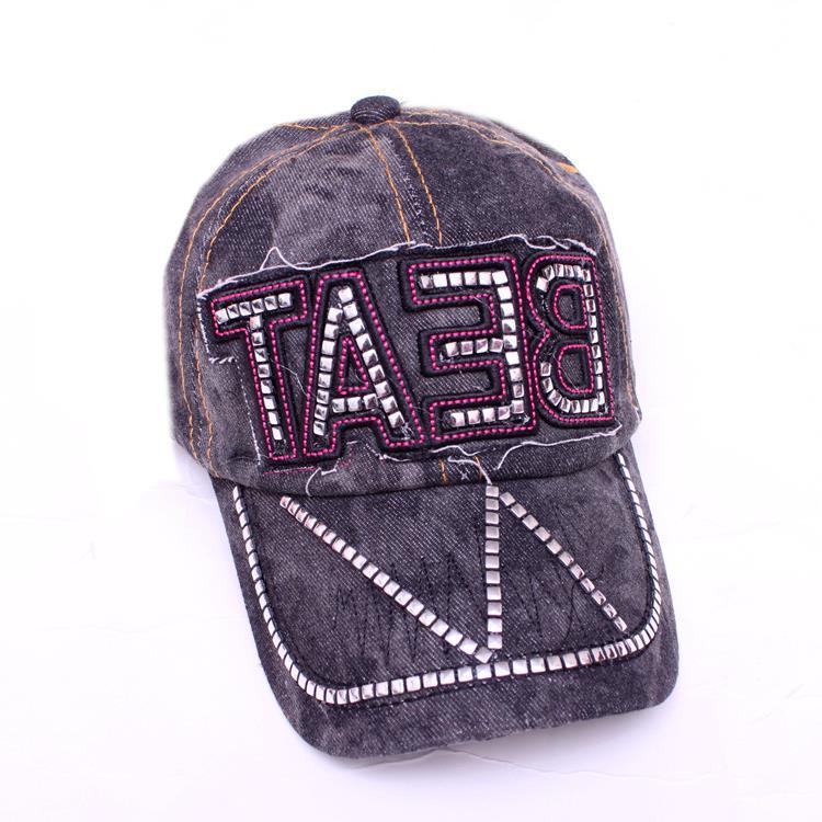 Korean Style Hat Fashion Hat New Women's Hat Baseball Cap Rhinestone Denim Wholesale