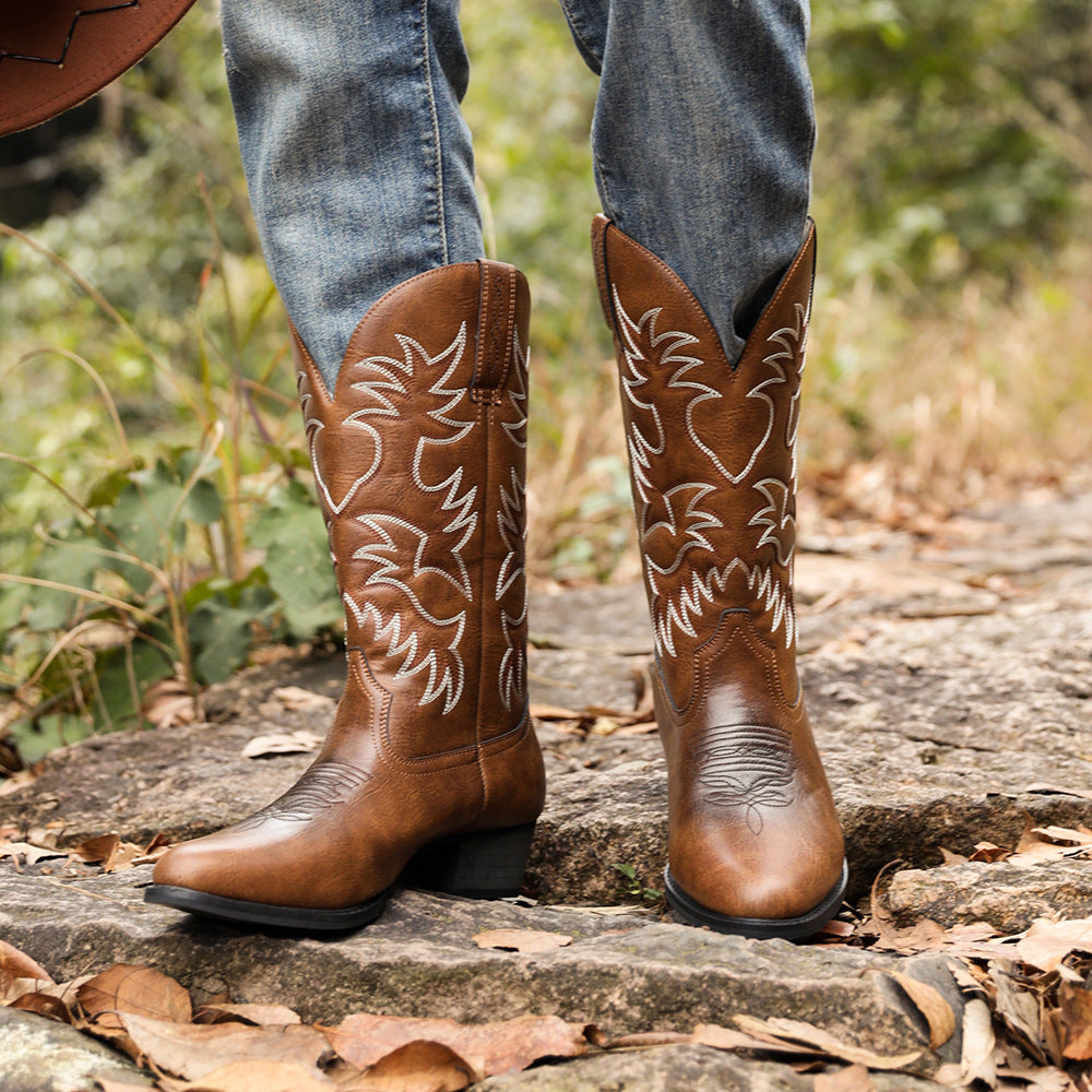 Embroidered High Heel Men's Cowboy Boot