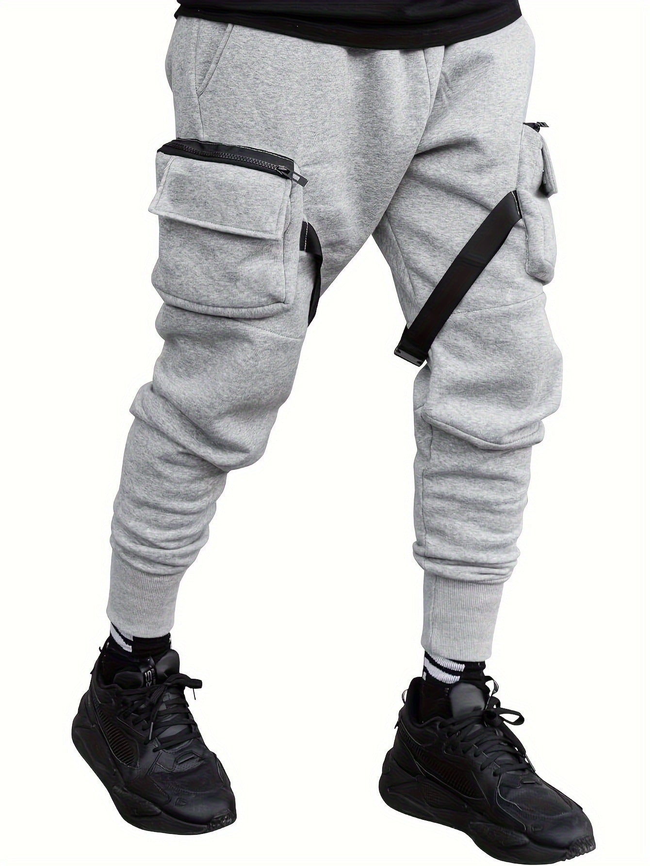 European Hip Hop Multi-pocket Ankle-tied Trousers