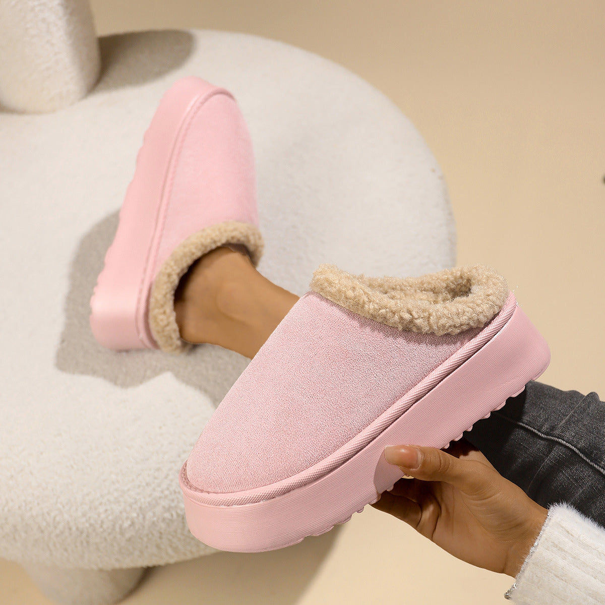 Women's Autumn And Winter Indoor Home Curling Slippers