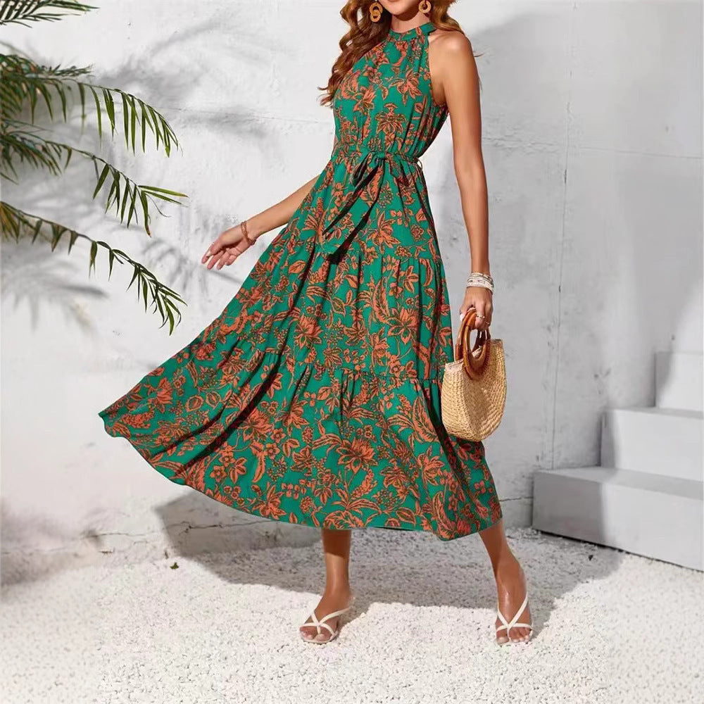 Sleeveless Ethnic Print Spring And Summer Dress