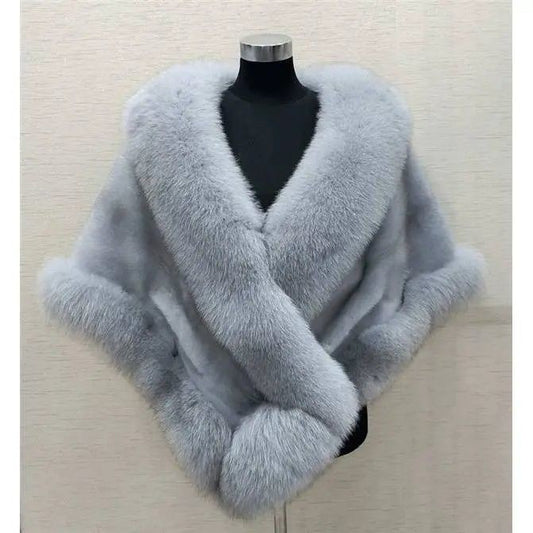 Imitated Mink Fox Fur Cape Coat Plus-sized Dress Shawl