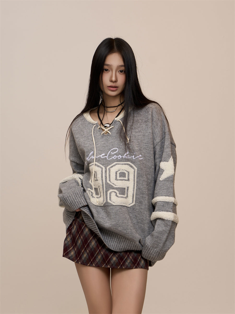 Women's Embroidered Letters Loose And Lazy Style Retro College Style Sweater