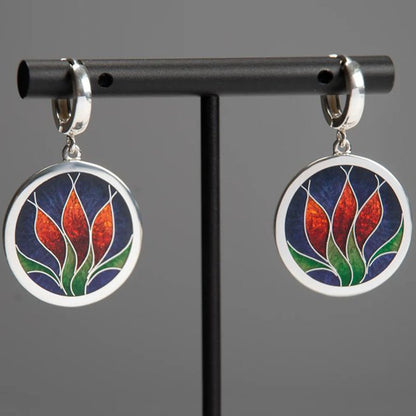 Geometric Personalized Stylish Round Enamel Earrings