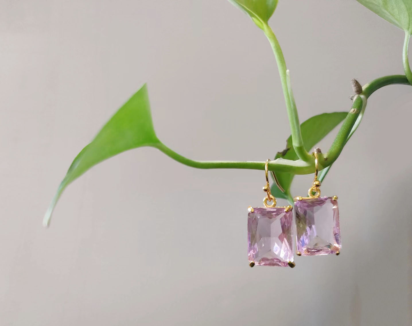 Purple Crystal Square Cut Earrings Fashion Earrings