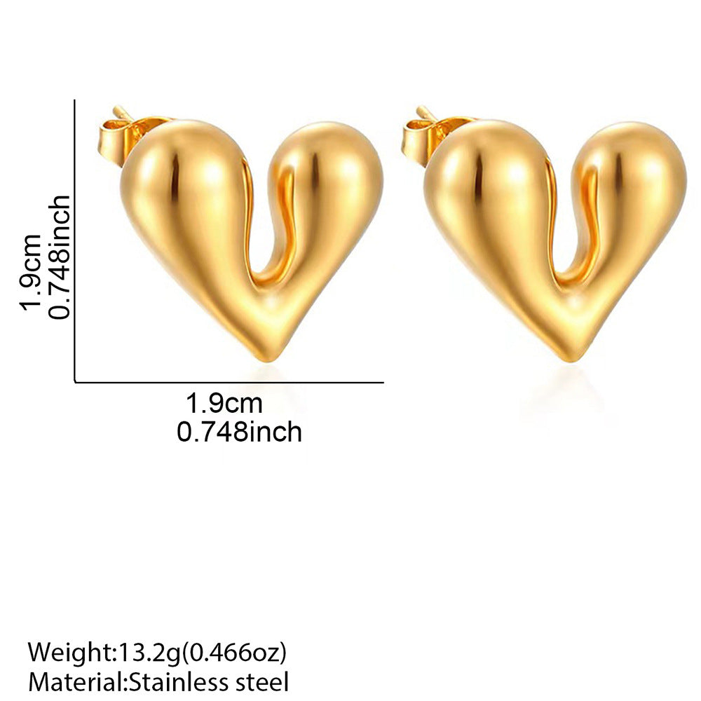 Stainless Steel Personalized Liquid Heart-shaped Ear Studs