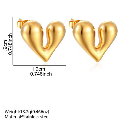 Stainless Steel Personalized Liquid Heart-shaped Ear Studs