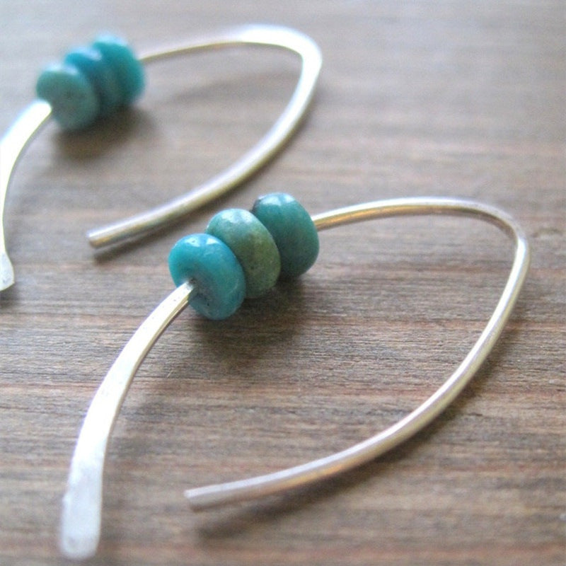 New Product Metal Geometry Ran Made Turquoise Ear Hook