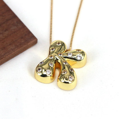 Gold-plated Balloon Bubble Inlaid Zirconium 26 Letter Pendant Necklace