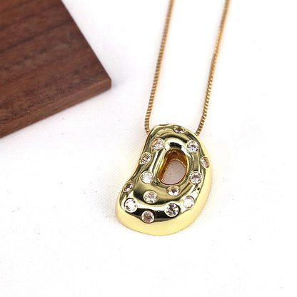 Gold-plated Balloon Bubble Inlaid Zirconium 26 Letter Pendant Necklace