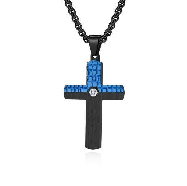 Men's Titanium Steel Two-tone Inlaid Cross Pendant