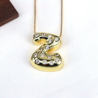 Gold-plated Balloon Bubble Inlaid Zirconium 26 Letter Pendant Necklace