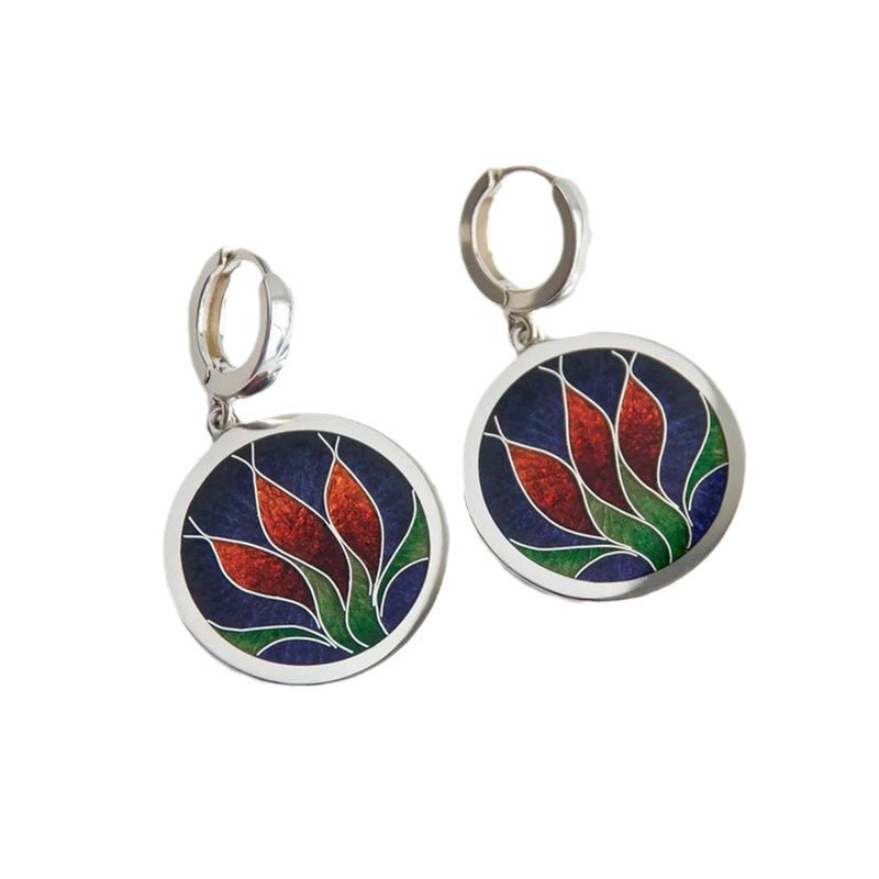 Geometric Personalized Stylish Round Enamel Earrings