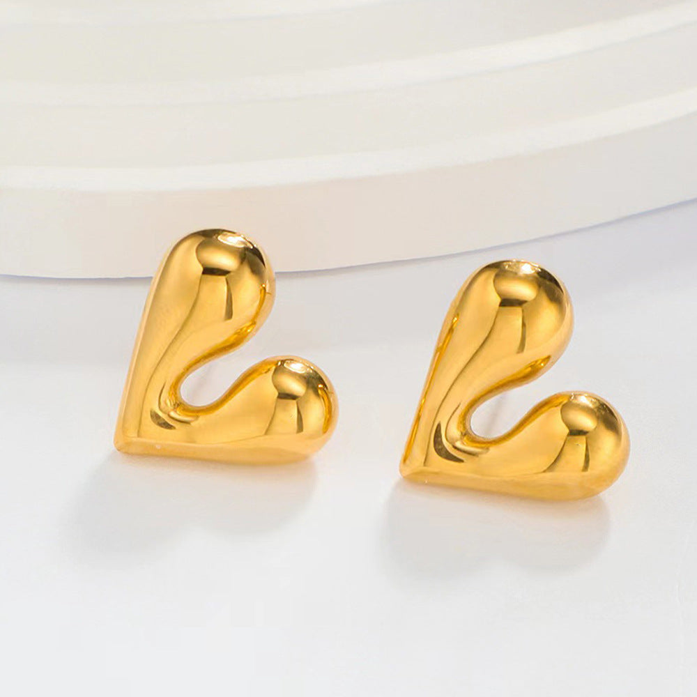 Stainless Steel Personalized Liquid Heart-shaped Ear Studs