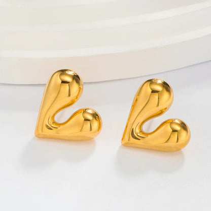 Stainless Steel Personalized Liquid Heart-shaped Ear Studs