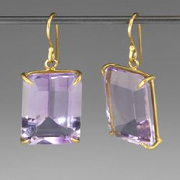 Purple Crystal Square Cut Earrings Fashion Earrings