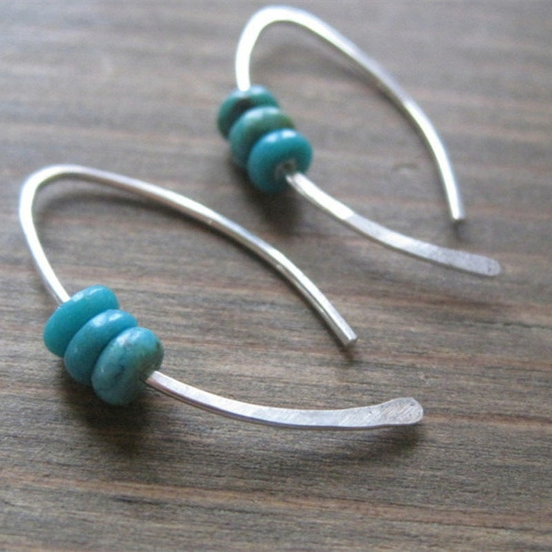 New Product Metal Geometry Ran Made Turquoise Ear Hook