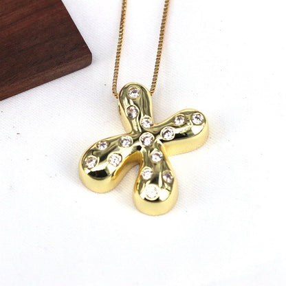 Gold-plated Balloon Bubble Inlaid Zirconium 26 Letter Pendant Necklace