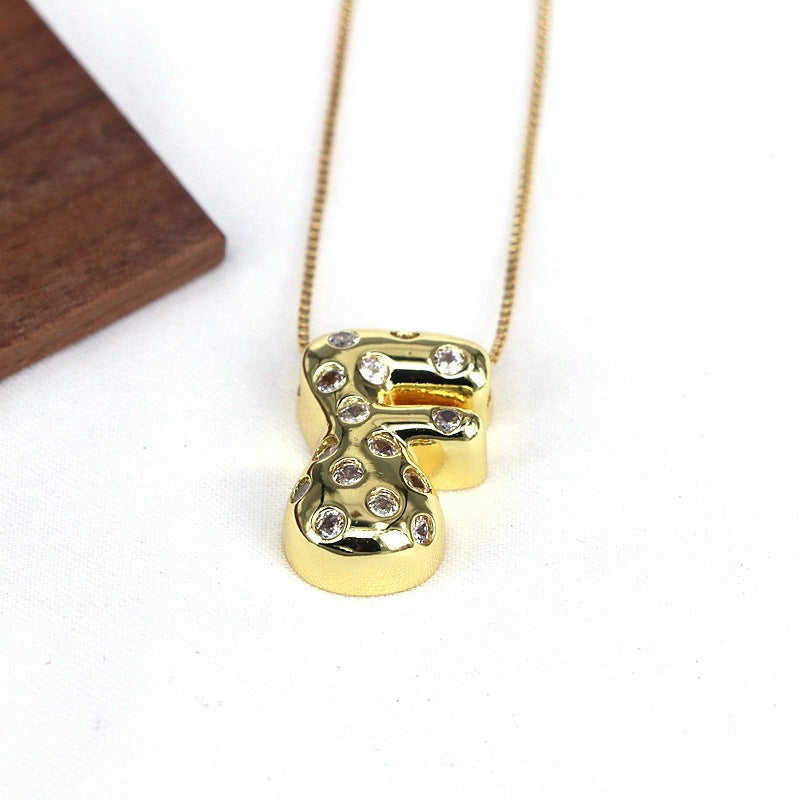 Gold-plated Balloon Bubble Inlaid Zirconium 26 Letter Pendant Necklace