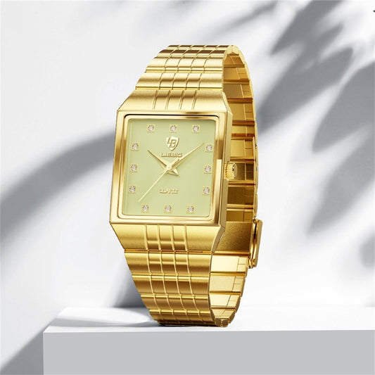 Luxury Gold Men's Quartz Watch Classic Diamond