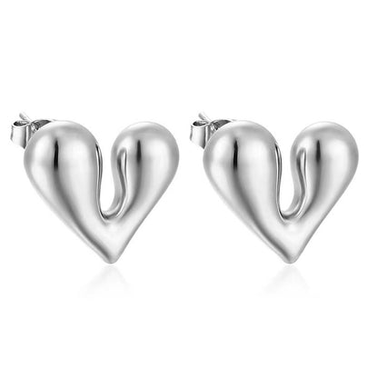 Stainless Steel Personalized Liquid Heart-shaped Ear Studs