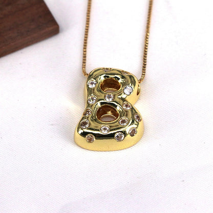 Gold-plated Balloon Bubble Inlaid Zirconium 26 Letter Pendant Necklace