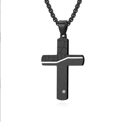 Men's Titanium Steel Two-tone Inlaid Cross Pendant