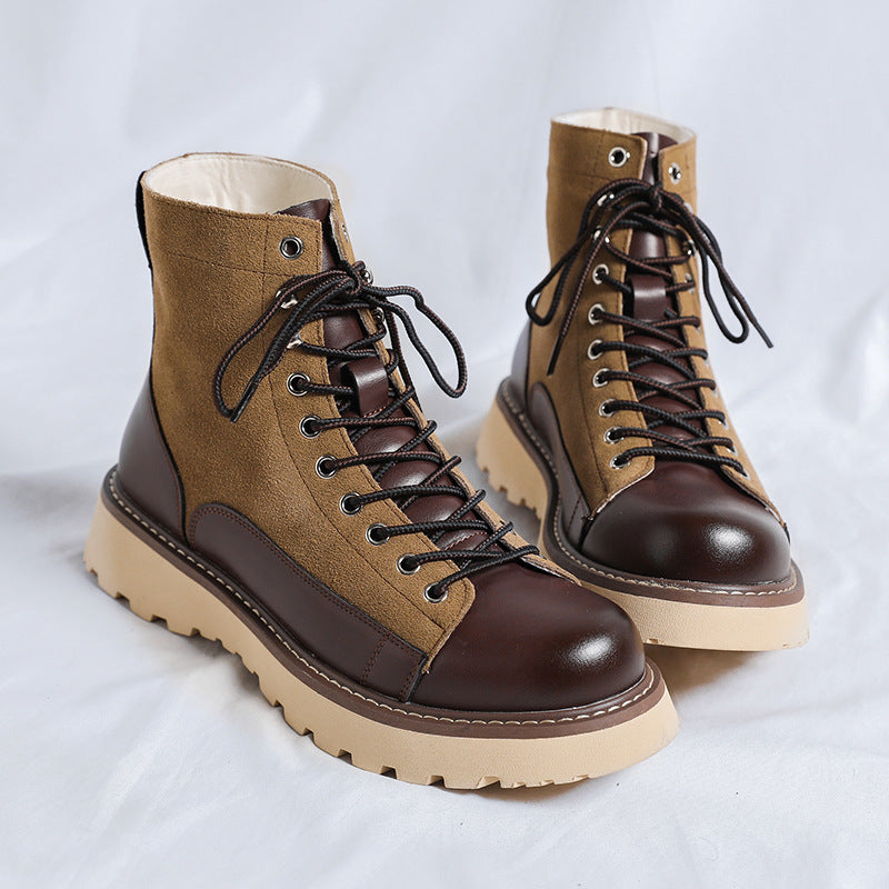 Patchwork Retro All-matching Work Clothes Boots