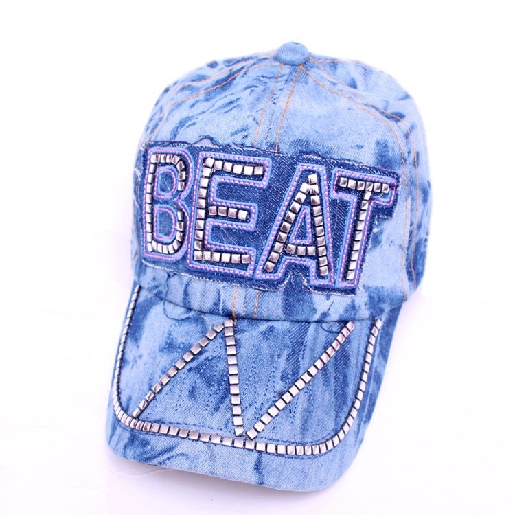 Korean Style Hat Fashion Hat New Women's Hat Baseball Cap Rhinestone Denim Wholesale