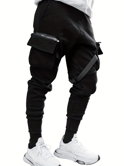 European Hip Hop Multi-pocket Ankle-tied Trousers