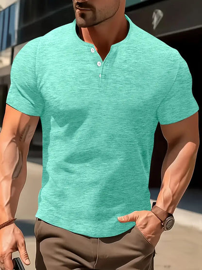 Men's Solid Color Casual Fashion Short Sleeved Shirt