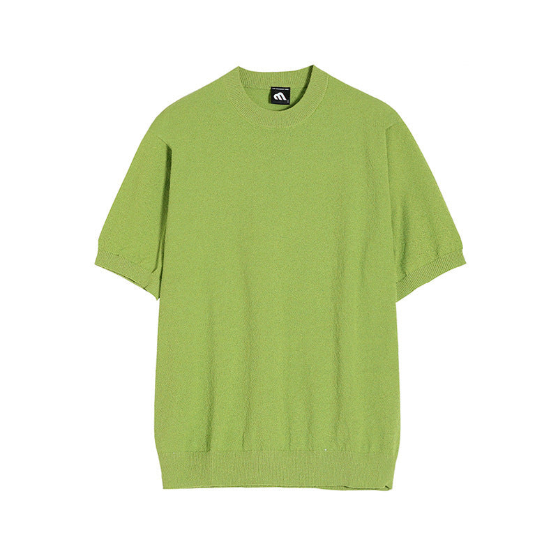 Simple Solid Color Sweater Short T Men's Summer