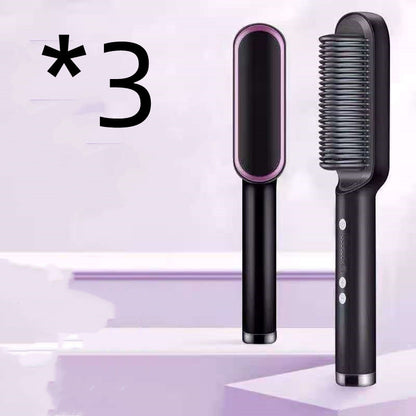 New 2 In 1 Hair Straightener Hot Comb Negative Ion Curling Tong Dual-purpose Electric Hair Brush